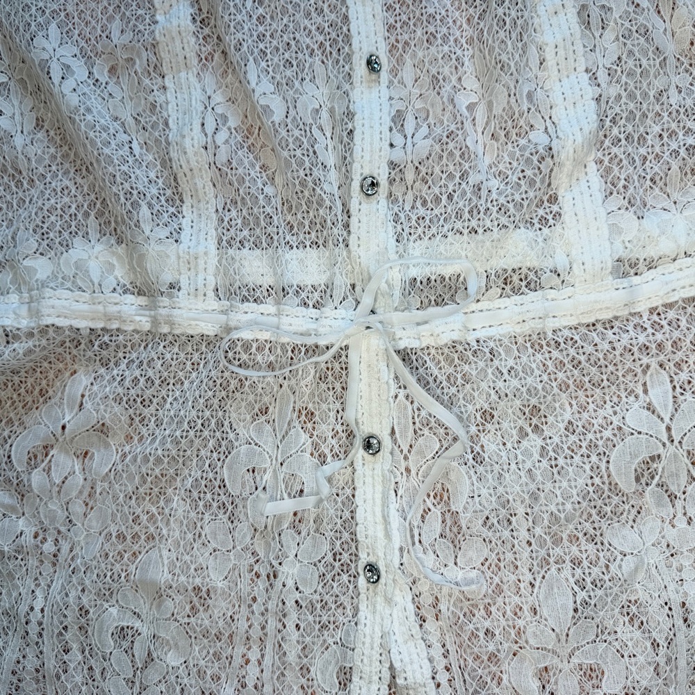 White Lace 3X Swim Cover Up Dress Beach Boho Resort Colleen Lopez Flowy Sleeve - Picture 5 of 12